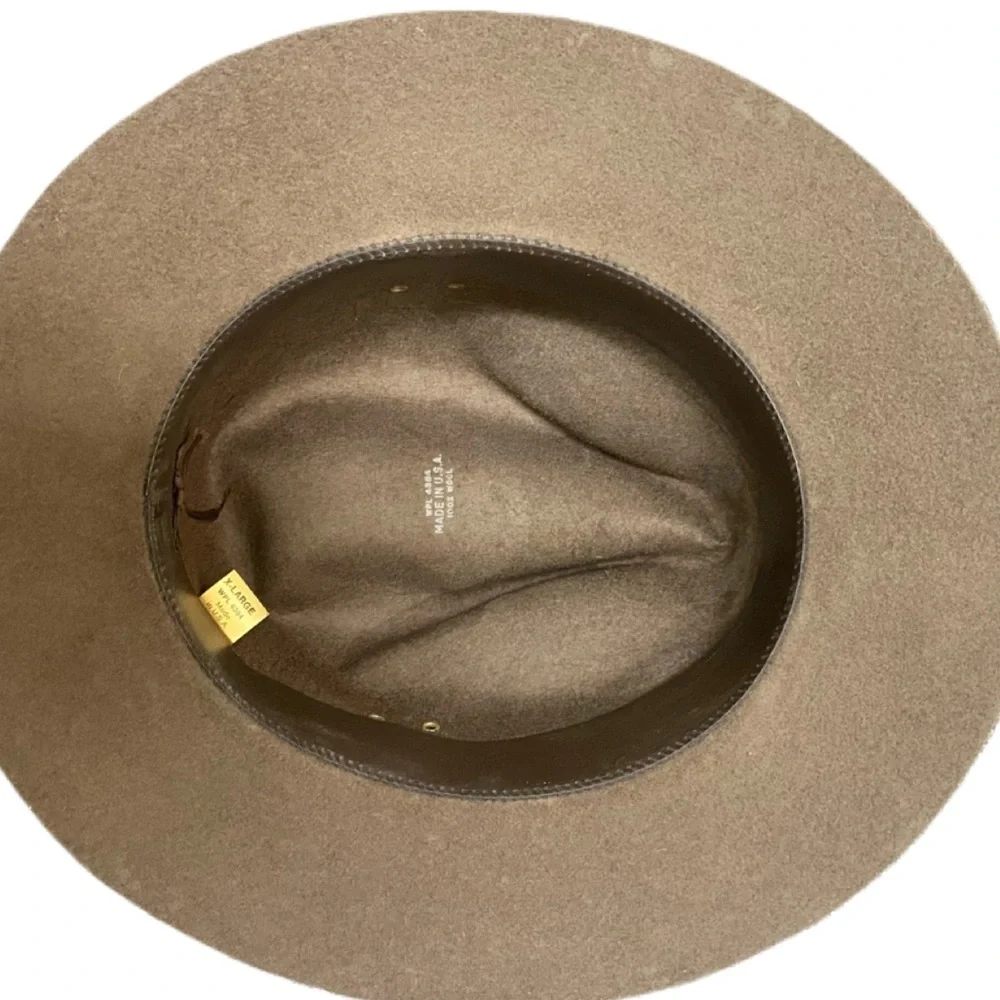 Vintage Men’s 100% Wool Classic Brown Camo Fly Fish Camping Hat Sz XL - Picture 3 of 5